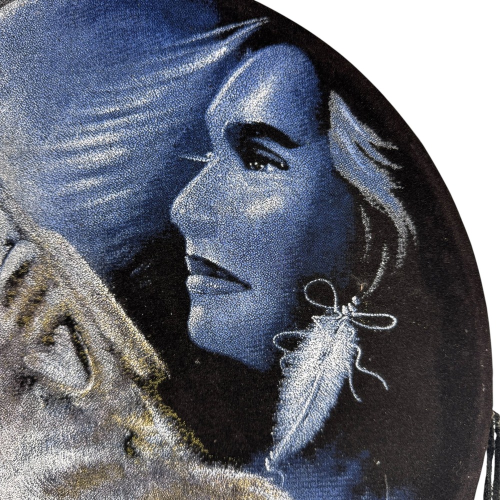 Howling Wolf Moon 16" Velvet Dreamcatcher Wall Hanging Blue Feathers Southwest - Picture 5 of 9